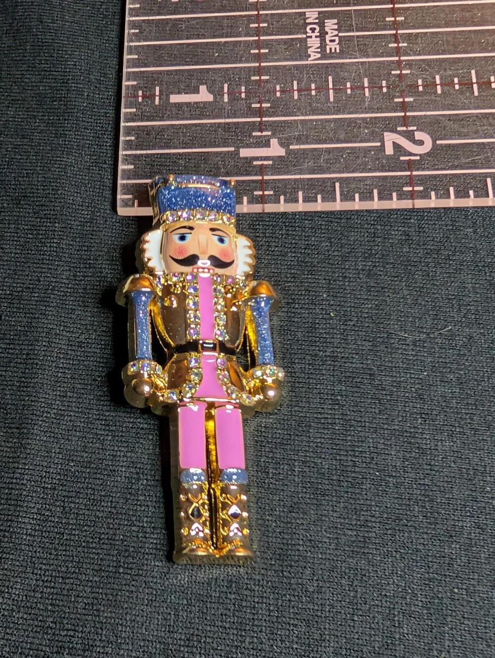 Decorative Nutcracker Figurine Pin in Pink and Blue